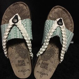NWOT Muk Luk Blue Slip On Sandals